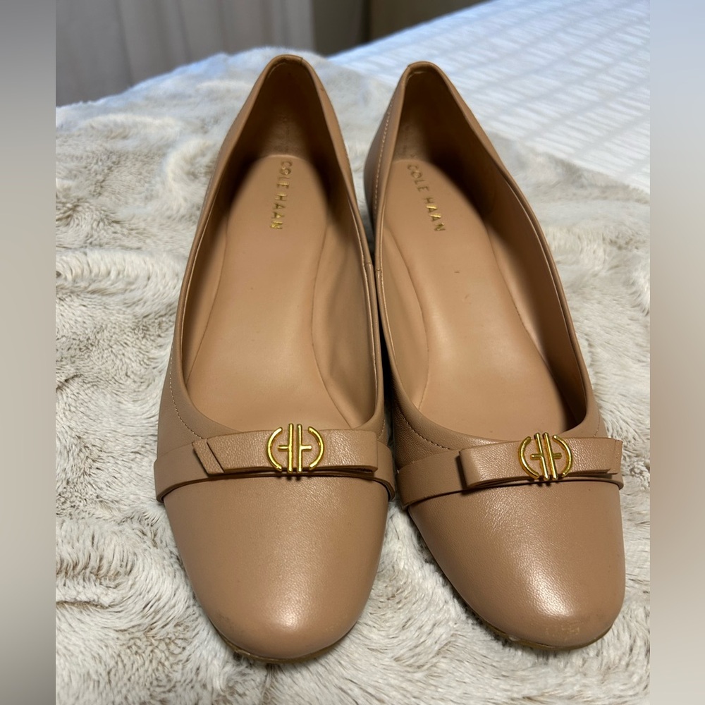 Cole Haan Beige Leather wedges  with Gold Accent